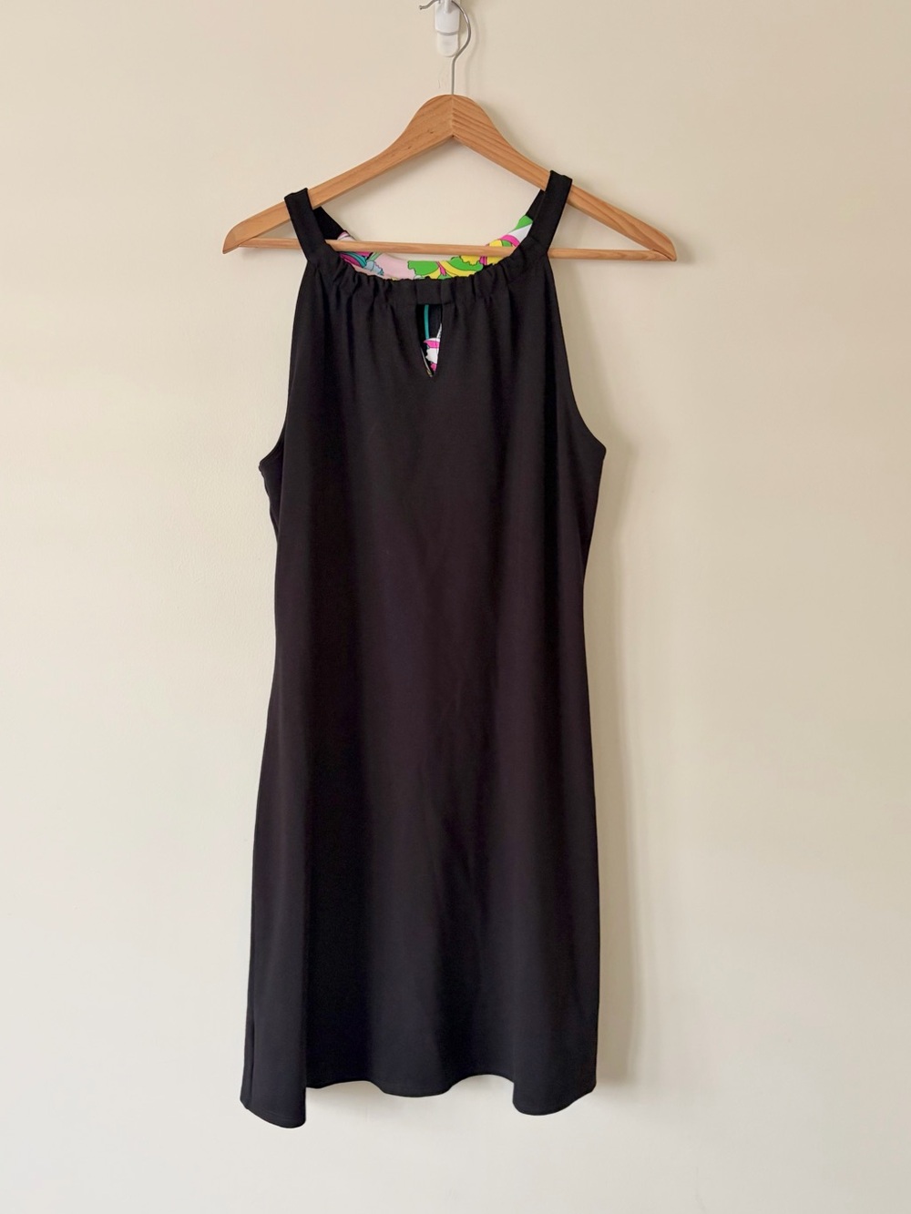 Jude Connally Black Halter Mini Dress with Colorful Trim
